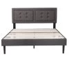 Metal + Wooden Bar Upholstered Premium Platform Bed, Grey Finely Polyfabric Upholstered Full Size Bed, 56.2"W by VECELO -Camaflexi Shop gray vecelo platform beds khd btj rf01 64 1000
