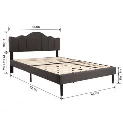 Queen Size Platform Bed Frame with Headboard Fabric Upholstered/No Box Spring Needed/Wood Slat Support 60.4 in. W by VECELO -Camaflexi Shop gray vecelo platform beds khd btj rq03 1f 1000