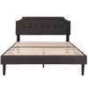 Queen Size Bed Frame with Headboard Upholstered Platform Bed with Sturdy Wood Slat Support Gray 60.4 in. W by VECELO