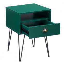 Nightstand 2-Tier Industrial End Side Table with Open Compartment & 1 Drawer, Green，23.7"Tx15.7"Wx15.7"L by VECELO -Camaflexi Shop green vecelo nightstands khd jyx ns09 grn 31 1000