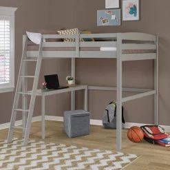 Tribeca Grey Full Size High Loft Bed with Desk by Camaflexi -Camaflexi Shop grey camaflexi loft beds t1404df 31 1000
