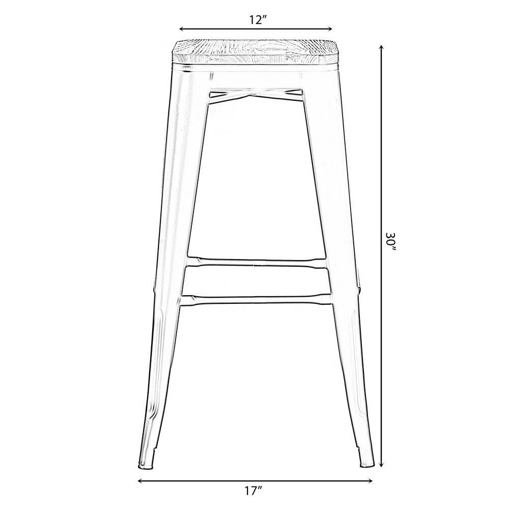 30 in. Large Decorative Accent Bar Stool for Indoor and Outdoor, Wooden Brown and Metal Black by Vintiquewise 7 30 in. Large Decorative Accent Bar Stool for Indoor and Outdoor, Wooden Brown and Metal Black by Vintiquewise - Image 5
