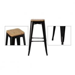 30 in. Large Decorative Accent Bar Stool for Indoor and Outdoor, Wooden Brown and Metal Black by Vintiquewise 18 30 in. Large Decorative Accent Bar Stool for Indoor and Outdoor, Wooden Brown and Metal Black by Vintiquewise -Camaflexi Shop large vintiquewise bar stools qi004465 l 76 1000