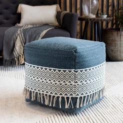 Berat Diamond Light Gray Cotton Cube Accent Pouf by Artistic Weavers -Camaflexi Shop light gray artistic weavers ottomans s00161025466 31 1000