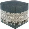 Berat Diamond Light Gray Cotton Cube Accent Pouf by Artistic Weavers