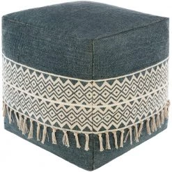 Berat Diamond Light Gray Cotton Cube Accent Pouf by Artistic Weavers