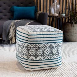 Syeda Diamond Light Gray Cotton Cube Accent Pouf by Artistic Weavers -Camaflexi Shop light gray artistic weavers ottomans s00161025467 31 1000