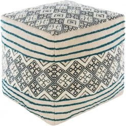 Syeda Diamond Light Gray Cotton Cube Accent Pouf by Artistic Weavers
