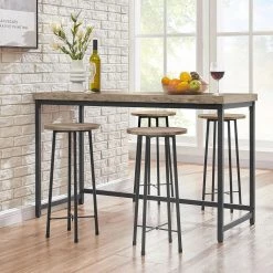 24 in. Maple Color Metal 23.6 in. Bar Stool with Wooden Seat Bar Height Stools Tall Bar Chair (Set of 2) by VECELO -Camaflexi Shop maple color vecelo bar stools khd jyx sd02 mc c3 1000