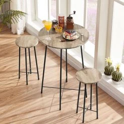 24 in. Maple Color Metal 23.6 in. Bar Stool with Wooden Seat Bar Height Stools Tall Bar Chair (Set of 2) by VECELO -Camaflexi Shop maple color vecelo bar stools khd jyx sd02 mc fa 1000