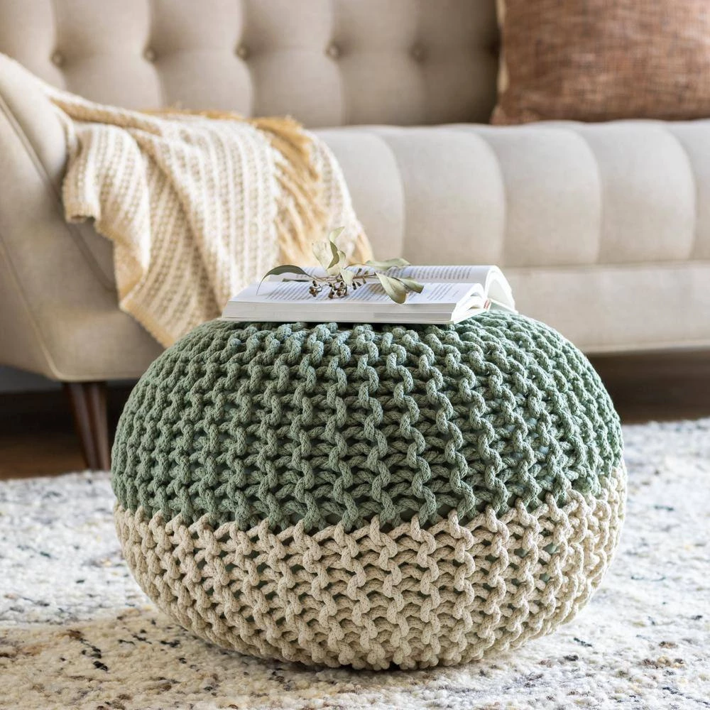Mojiz Mint Accent Pouf by Artistic Weavers 5 Mojiz Mint Accent Pouf by Artistic Weavers - Image 3