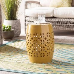 Millais Mustard Stool by Artistic Weavers -Camaflexi Shop mustard artistic weavers end side tables s00151092658 31 1000