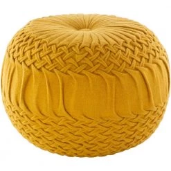 Aiani Textured Mustard Nylon Round Accent Pouf by Artistic Weavers