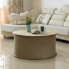 Natrual Decorative Round Spool Shaped Wooden Coffee Table with Rope Lift Top Storage by Vintiquewise -Camaflexi Shop natrual vintiquewise coffee tables qi003897 64 1000