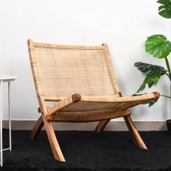 Decorative Natural Foldable Rattan and Teak Wood Chair for Indoor and Outdoor by Vintiquewise -Camaflexi Shop natural vintiquewise accent chairs qi004424 31 1000