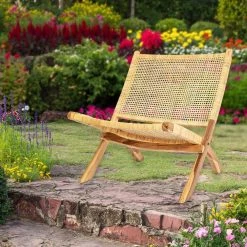 Decorative Natural Foldable Rattan and Teak Wood Chair for Indoor and Outdoor by Vintiquewise -Camaflexi Shop natural vintiquewise accent chairs qi004424 c3 1000