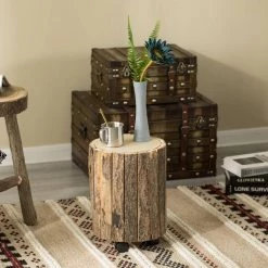 Accent Decorative Natural Wooden 14" Stump Stool With Wheels for Indoor and Outdoor by Vintiquewise 15 Accent Decorative Natural Wooden 14" Stump Stool With Wheels for Indoor and Outdoor by Vintiquewise -Camaflexi Shop natural vintiquewise bar stools qi004283 44 1000