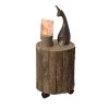 Accent Decorative Natural Wooden 14" Stump Stool With Wheels for Indoor and Outdoor by Vintiquewise