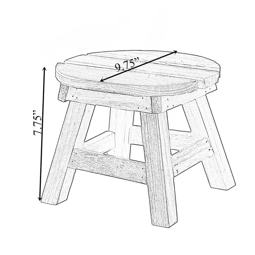 Decorative Antique Wood Style Natural Wooden 7.75" Accent Stool for Indoor and Outdoor by Vintiquewise 7 Decorative Antique Wood Style Natural Wooden 7.75" Accent Stool for Indoor and Outdoor by Vintiquewise - Image 5