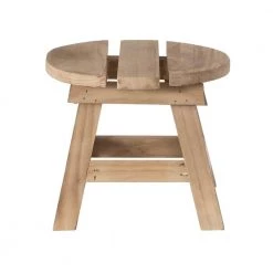 Decorative Antique Wood Style Natural Wooden 7.75" Accent Stool for Indoor and Outdoor by Vintiquewise