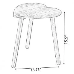 15.5 in. Antique Decorative Wooden Heart Shaped Natural Wooden Accent Stool, Classic Room Decoration by Vintiquewise -Camaflexi Shop natural vintiquewise bar stools qi004379 1f 1000