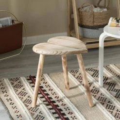 15.5 in. Antique Decorative Wooden Heart Shaped Natural Wooden Accent Stool, Classic Room Decoration by Vintiquewise -Camaflexi Shop natural vintiquewise bar stools qi004379 31 1000