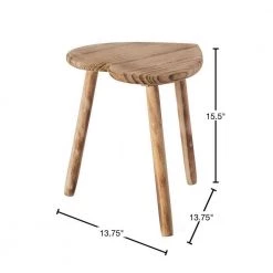 15.5 in. Antique Decorative Wooden Heart Shaped Natural Wooden Accent Stool, Classic Room Decoration by Vintiquewise -Camaflexi Shop natural vintiquewise bar stools qi004379 40 1000