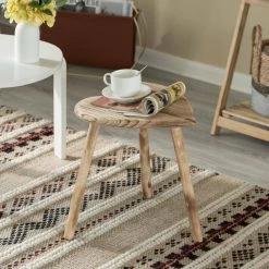 15.5 in. Antique Decorative Wooden Heart Shaped Natural Wooden Accent Stool, Classic Room Decoration by Vintiquewise -Camaflexi Shop natural vintiquewise bar stools qi004379 44 1000