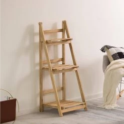 Natural Wooden 42.25 Rustic Three Tier Three Size Shelves Display for Entryway, Kitchen, and Outdoor by Vintiquewise 16 Natural Wooden 42.25 Rustic Three Tier Three Size Shelves Display for Entryway, Kitchen, and Outdoor by Vintiquewise -Camaflexi Shop natural vintiquewise bookcases bookshelves qi004285 44 1000