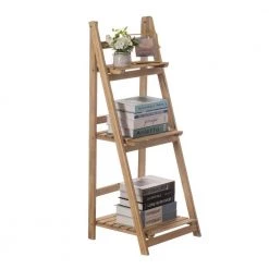 Natural Wooden 42.25 Rustic Three Tier Three Size Shelves Display for Entryway, Kitchen, and Outdoor by Vintiquewise