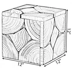 Square Carved Natural Wood Side and Coffee Table Handmade 12 in. Living Room Furniture by Vintiquewise -Camaflexi Shop natural vintiquewise end side tables qi004266 1f 1000