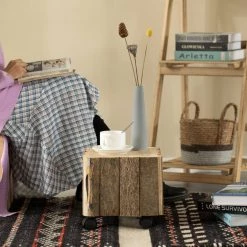 Accent Decorative Natural Wooden 10.75 Square Stump Stool, with Wheels for Indoor and Outdoor by Vintiquewise 16 Accent Decorative Natural Wooden 10.75 Square Stump Stool, with Wheels for Indoor and Outdoor by Vintiquewise -Camaflexi Shop natural vintiquewise end side tables qi004284 44 1000