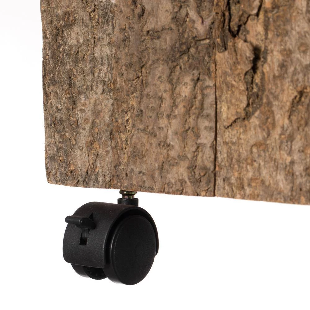 Accent Decorative Natural Wooden 10.75 Square Stump Stool, with Wheels for Indoor and Outdoor by Vintiquewise 10 Accent Decorative Natural Wooden 10.75 Square Stump Stool, with Wheels for Indoor and Outdoor by Vintiquewise - Image 8