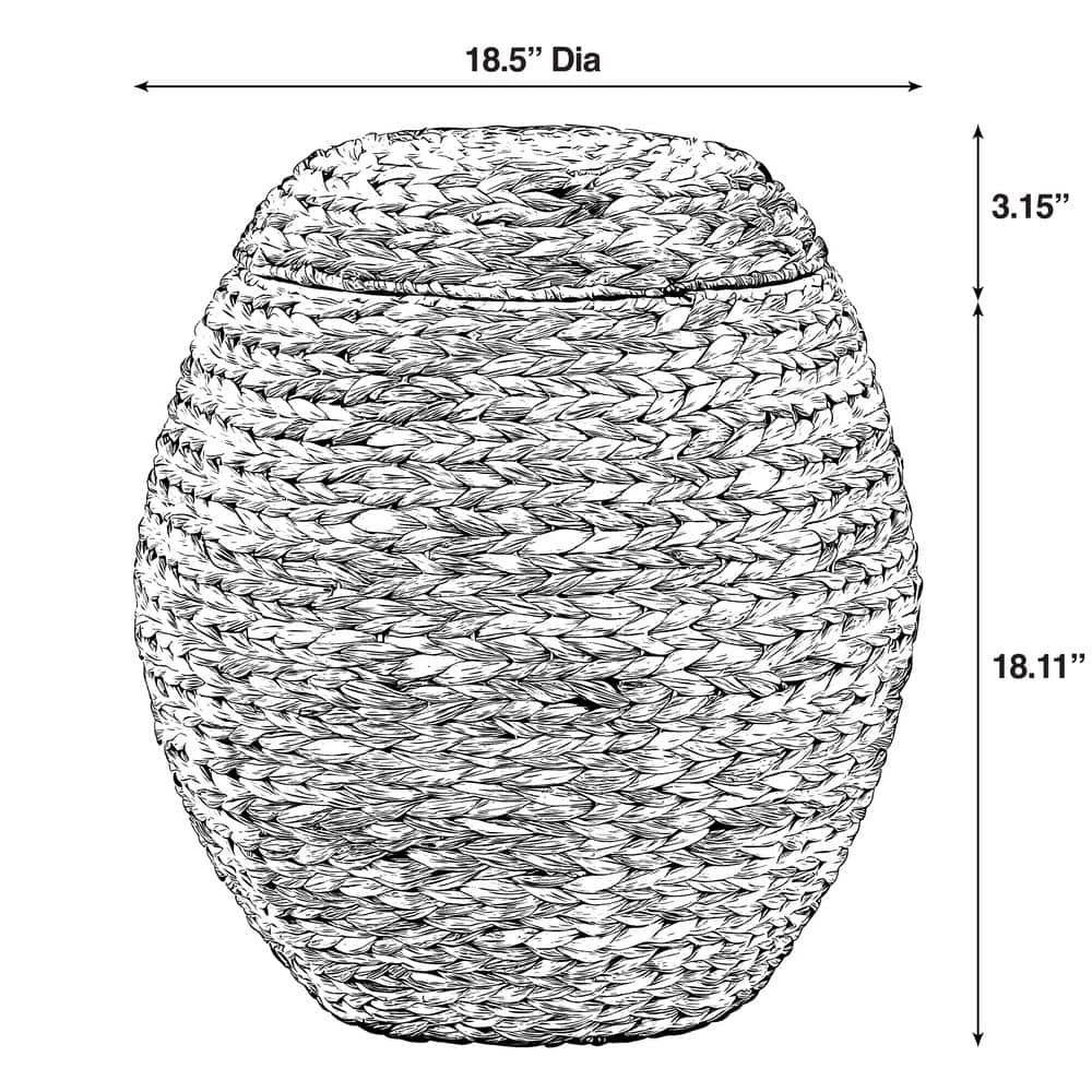 Water Hyacinth Natural Multipurpose Barrel Storage Tub with Lid, Basket for Organizing, Ottoman Stool by Vintiquewise 8 Water Hyacinth Natural Multipurpose Barrel Storage Tub with Lid, Basket for Organizing, Ottoman Stool by Vintiquewise - Image 6