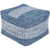 Caiden Striped Navy/Cream Cotton Rectangle Accent Pouf by Artistic Weavers