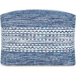 Caiden Striped Navy/Cream Cotton Rectangle Accent Pouf by Artistic Weavers -Camaflexi Shop navy cream artistic weavers ottomans s00161041725 c3 1000