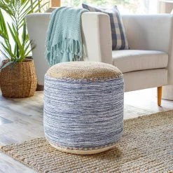 Laney Navy/White Accent Pouf by Artistic Weavers -Camaflexi Shop navy white artistic weavers ottomans s00161024239 31 1000