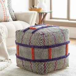 Isidora Texture Orange Cotton Cube Accent Pouf by Artistic Weavers -Camaflexi Shop orange artistic weavers ottomans s00161024223 31 1000