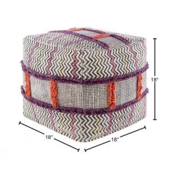 Isidora Texture Orange Cotton Cube Accent Pouf by Artistic Weavers -Camaflexi Shop orange artistic weavers ottomans s00161024223 40 1000