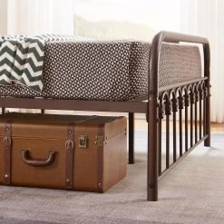 Classic Bed Frame, Purple Bronze Metal Frame, Queen Size Platform Bed with Victorian Style Iron-Art Headboard by VECELO -Camaflexi Shop purple bronze vecelo platform beds khd btj mbq09 aple 31 1000