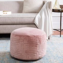 Dante Solid Rose Cotton Cylinder Accent Pouf by Artistic Weavers -Camaflexi Shop rose artistic weavers ottomans s00161036303 31 1000