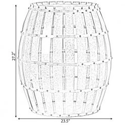 Round Wooden Rustic Wood and Galvanized Metal Barrel Shaped Side Table, Riveted Metal Strips by Vintiquewise -Camaflexi Shop rustic metal vintiquewise end side tables qi003742 44 1000