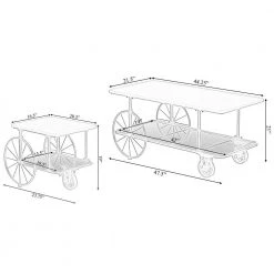 Industrial Wagon Style Coffee Table Rustic End Table Magazine Holder (Set of 2) by Vintiquewise -Camaflexi Shop set of 2 vintiquewise end side tables qi003899 2 44 1000