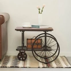 Industrial Wagon Style Coffee Table Rustic End Table Magazine Holder (Set of 2) by Vintiquewise -Camaflexi Shop set of 2 vintiquewise end side tables qi003899 2 4f 1000