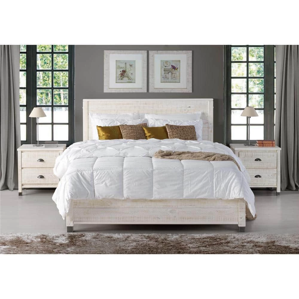 Baja Shabby White, Full Size, Panel Headboard, Platform Bed by Camaflexi 4 Baja Shabby White, Full Size, Panel Headboard, Platform Bed by Camaflexi - Image 2