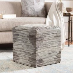 Olamon Abstract Taupe Hair On Hide Cube Accent Pouf by Artistic Weavers -Camaflexi Shop taupe artistic weavers ottomans s00161036316 31 1000
