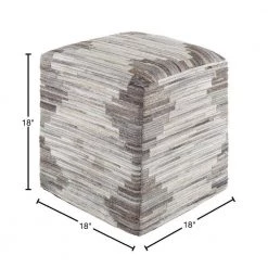 Olamon Abstract Taupe Hair On Hide Cube Accent Pouf by Artistic Weavers -Camaflexi Shop taupe artistic weavers ottomans s00161036316 40 1000