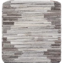 Olamon Abstract Taupe Hair On Hide Cube Accent Pouf by Artistic Weavers