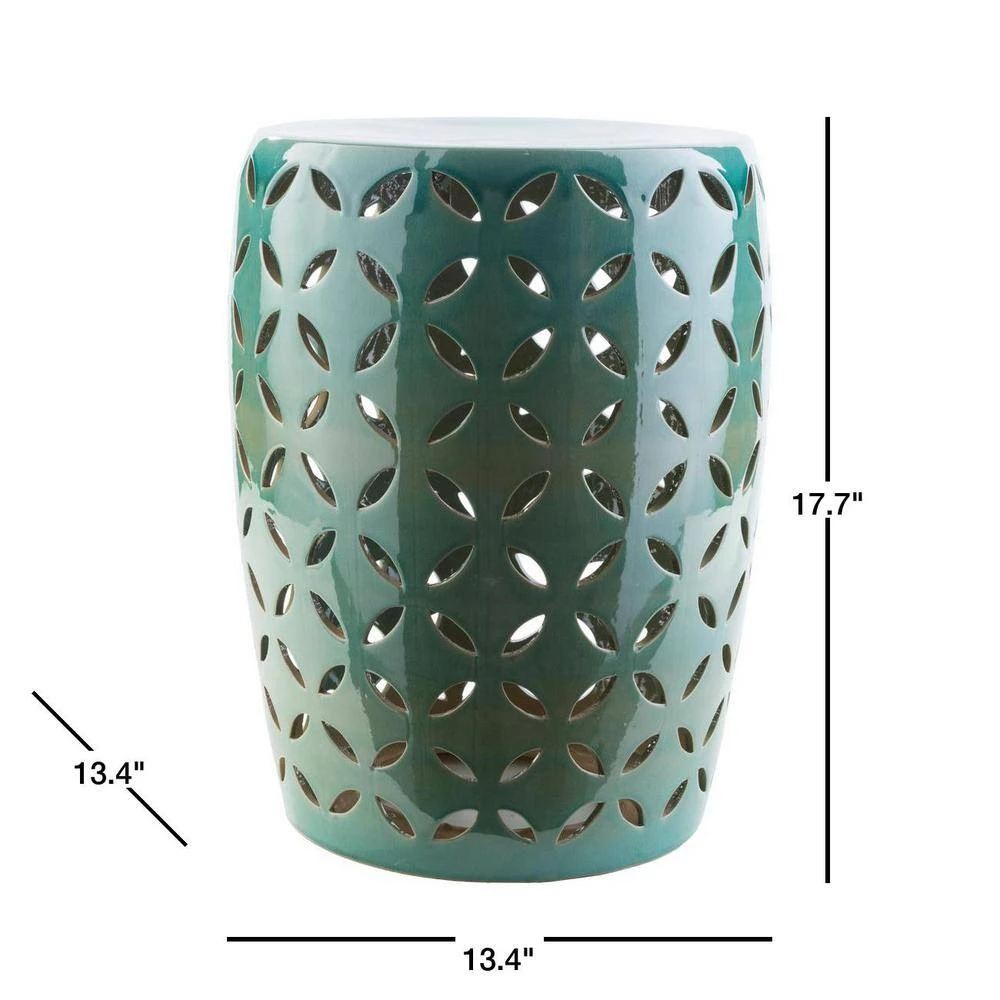 Araceli Teal Garden Stool by Artistic Weavers 5 Araceli Teal Garden Stool by Artistic Weavers - Image 3
