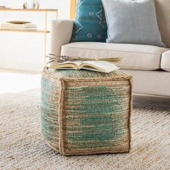 Katu Teal Accent Pouf by Artistic Weavers -Camaflexi Shop teal artistic weavers ottomans s00161015854 31 1000
